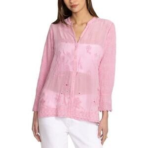 Johnny Was Top Women Extra Large Deni Isabel Tunic Embroidered Boho Long Sleeve